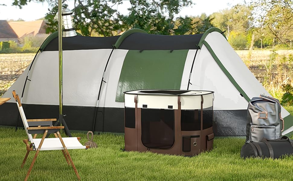 Клітка для собак та котів PawHut M, розкладна, з сумкою для перенесення, 94x74x60 см