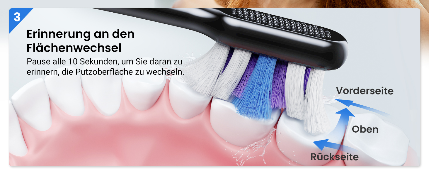 Електрична звукова зубна щітка Etekcity з 5 режимами, 6 насадок, таймер 2 хв, для дорослих та дітей, чорна преміум-модель