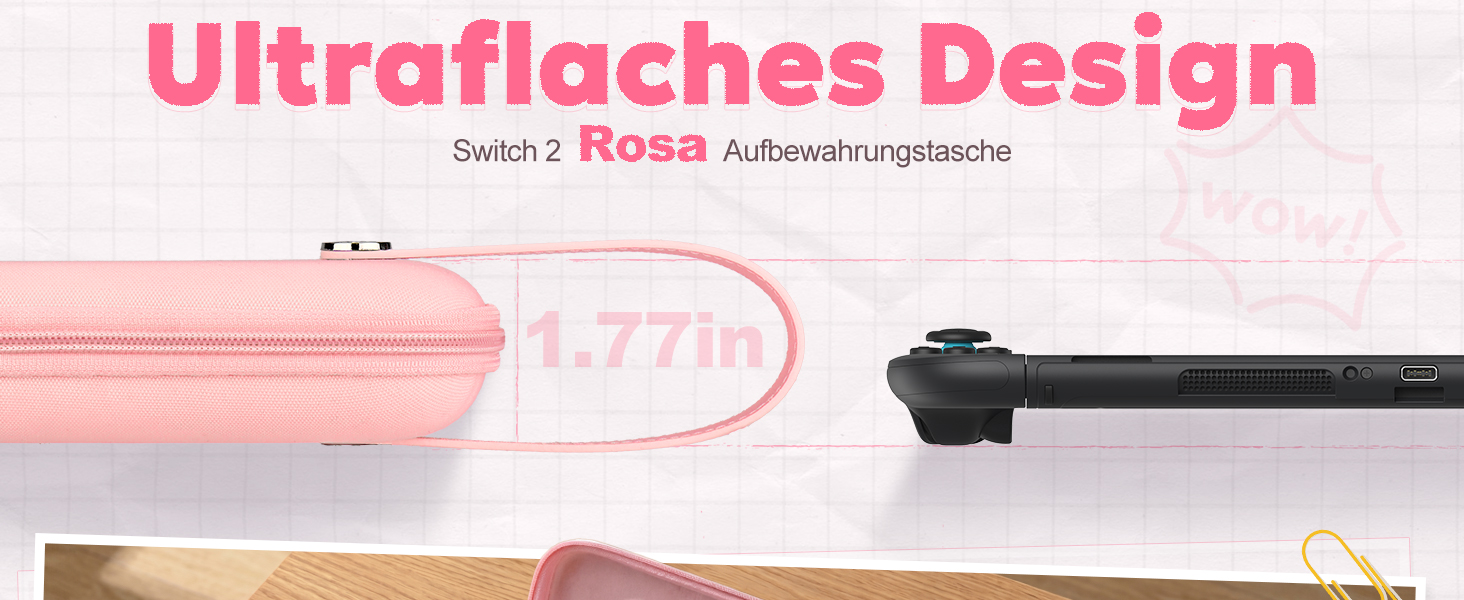 Чохол для Nintendo Switch 2 innoAura Switch 2 Tasche, фіолетовий Galaxy (рожевий Slim) - водовідштовхувальний, ударостійкий з відділенням для AirTag та великою сітчастою кишенею