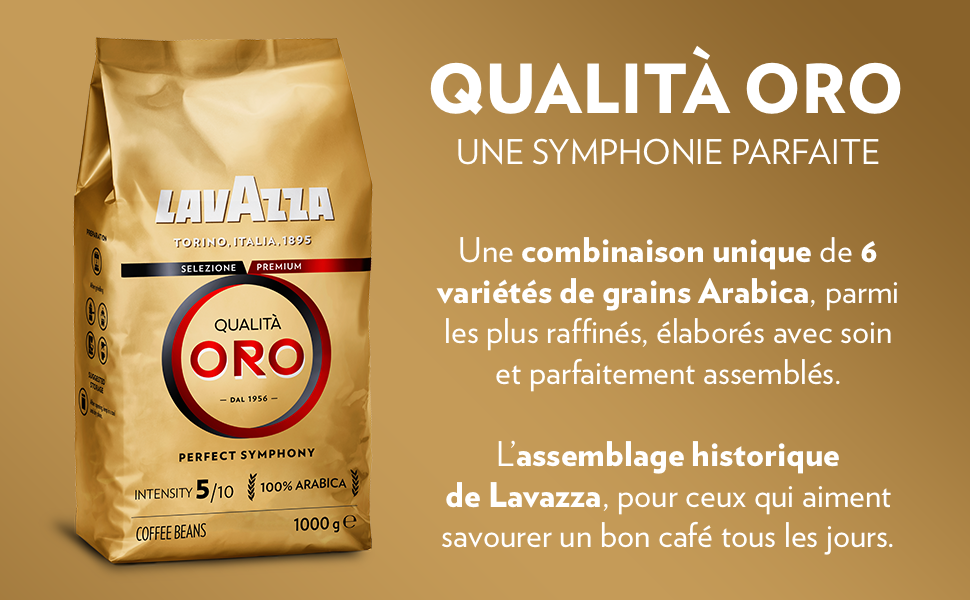 Кава в зернах Lavazza Qualità Oro, 100% арабіка, середній обсмаження, фруктово-квіткові нотки, для еспресо, 1 кг (набір 4 упаковки)