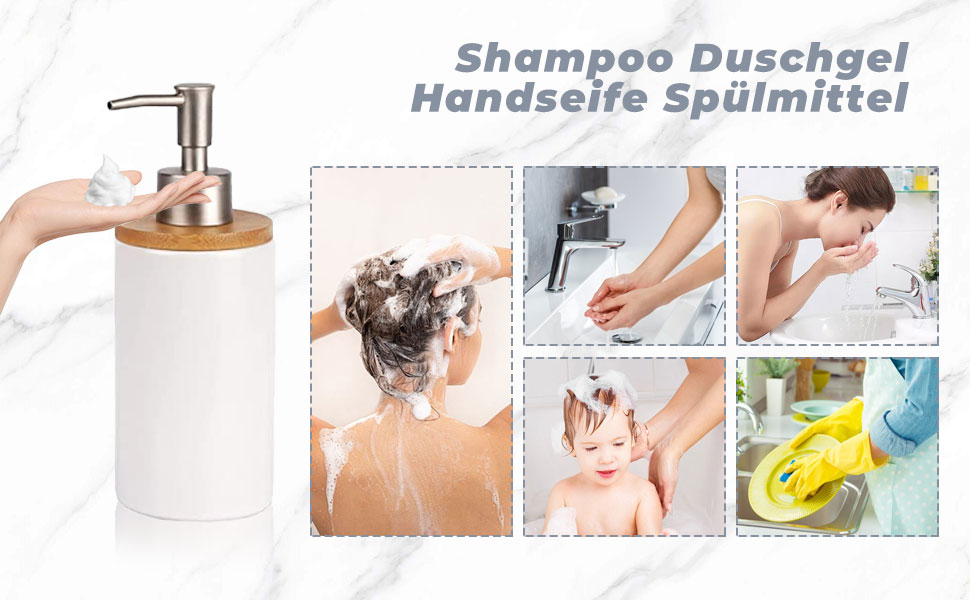 Дозатор для мила з кераміки, 500 мл, з металевим насосом, 2 шт. (для кухні та ванної кімнати)