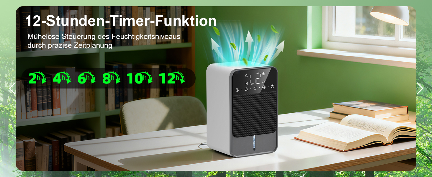 Електричний осушувач повітря автоматичний 1800 мл з функцією відтавання, таймером та LED-дисплеєм для спальні, ванної кімнати та шафи (650 мл/24 год)