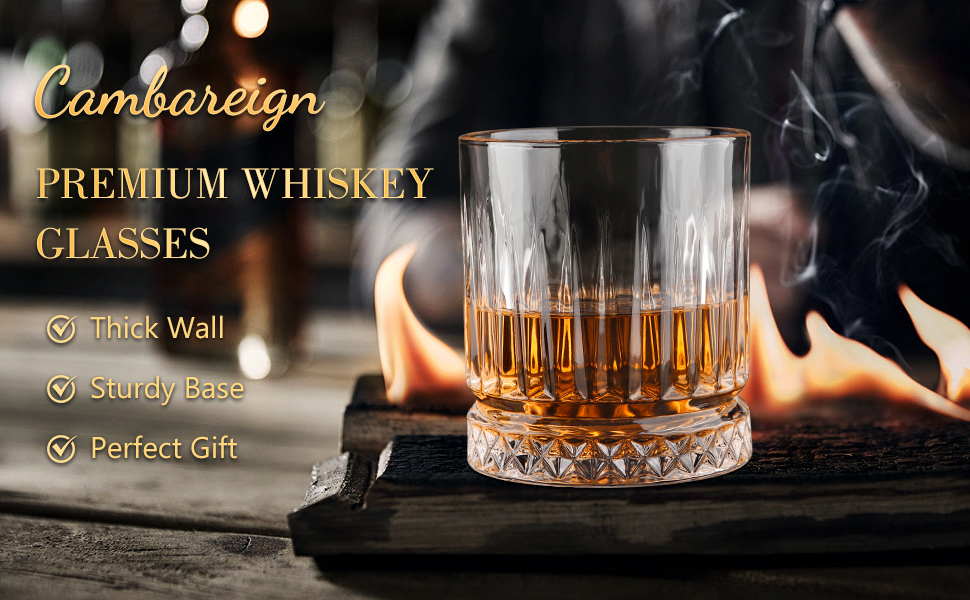 Набір склянок для віскі Cambareign 6 шт., 330 мл, Old Fashioned, скотч, бурбон, кришталь без свинцю