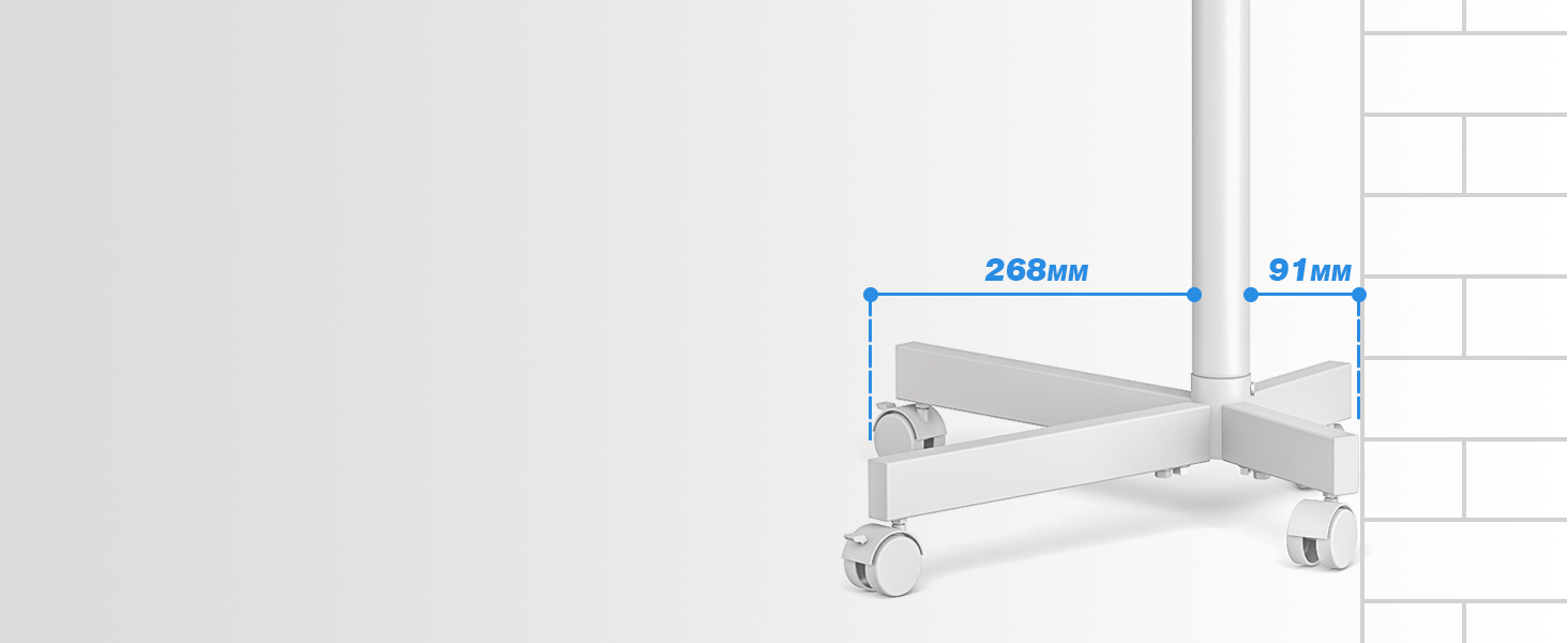 Rolling TV Stand with Wheels - Adjustable Height Mobile TV Trolley for 27-60 inch TVs - VESA 400x400 - 40kg Capacity - White