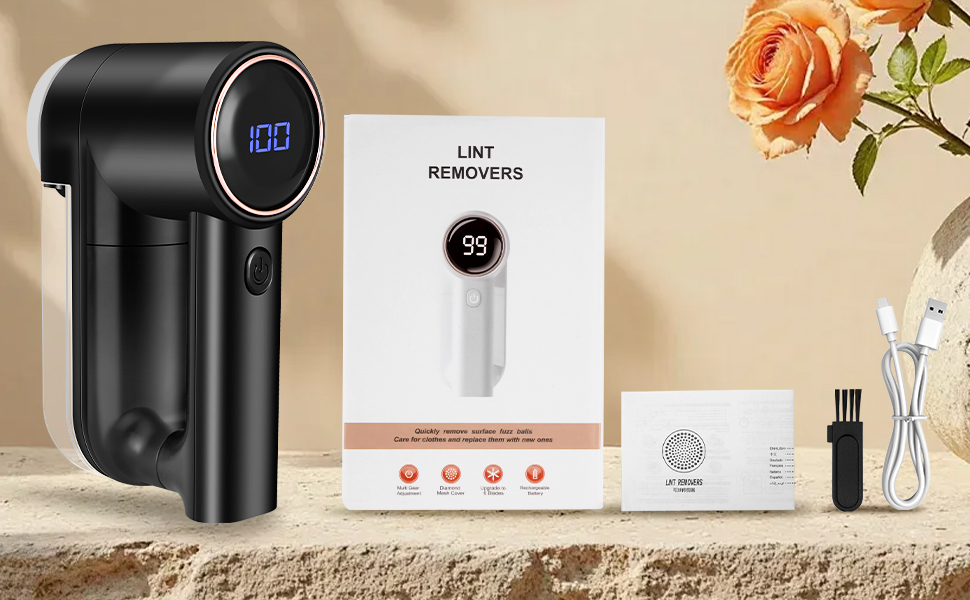 Електричний видалення ворсу Fusselrasierer: 3 режими, 6-клинковий насадка, LCD-дисплей, безпечний, для різних тканин, чорний