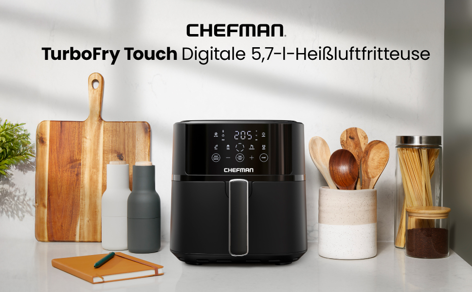 Фритюрниця Chefman 5.7L з Hi-Fry технологією, чорна: швидка, компактна, з антипригарним покриттям та сенсорним керуванням