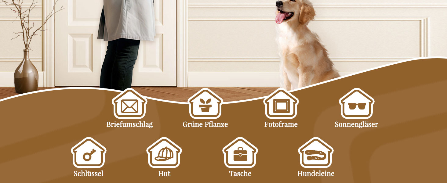 Дерев'яне ключове дощечка з полицею, 5 гачків, для прихожої, спальні, вітальні (колір: коричневий)