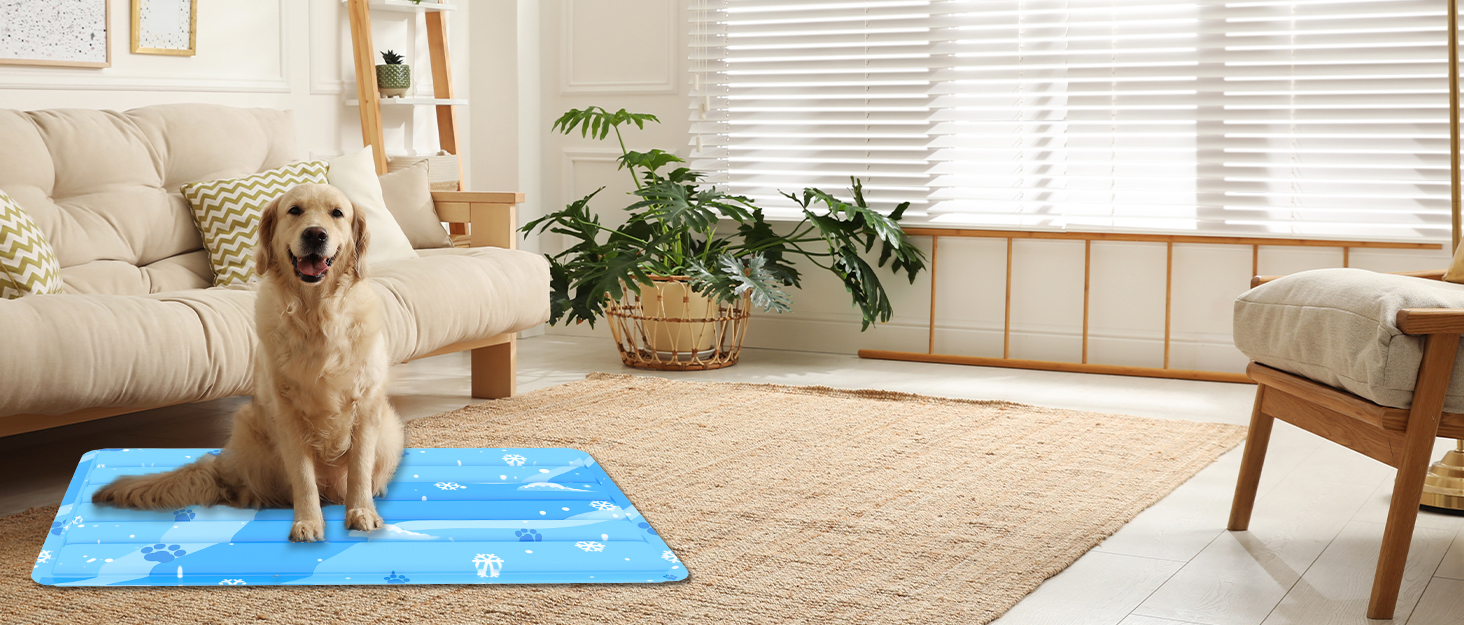 Кілим-охолоджувач для собак та котів, 50x90 см, блакитний. Самостійно охолоджуючий, з нетоксичним гелем, зносостійкий