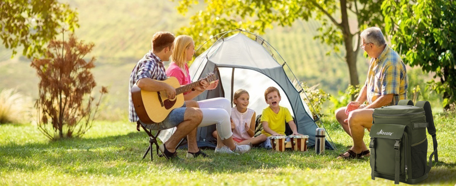 Рюкзак-холодильник Upeelife 30L з килимком для пікніка, водонепроникний, для кемпінгу та пікніків, зелений