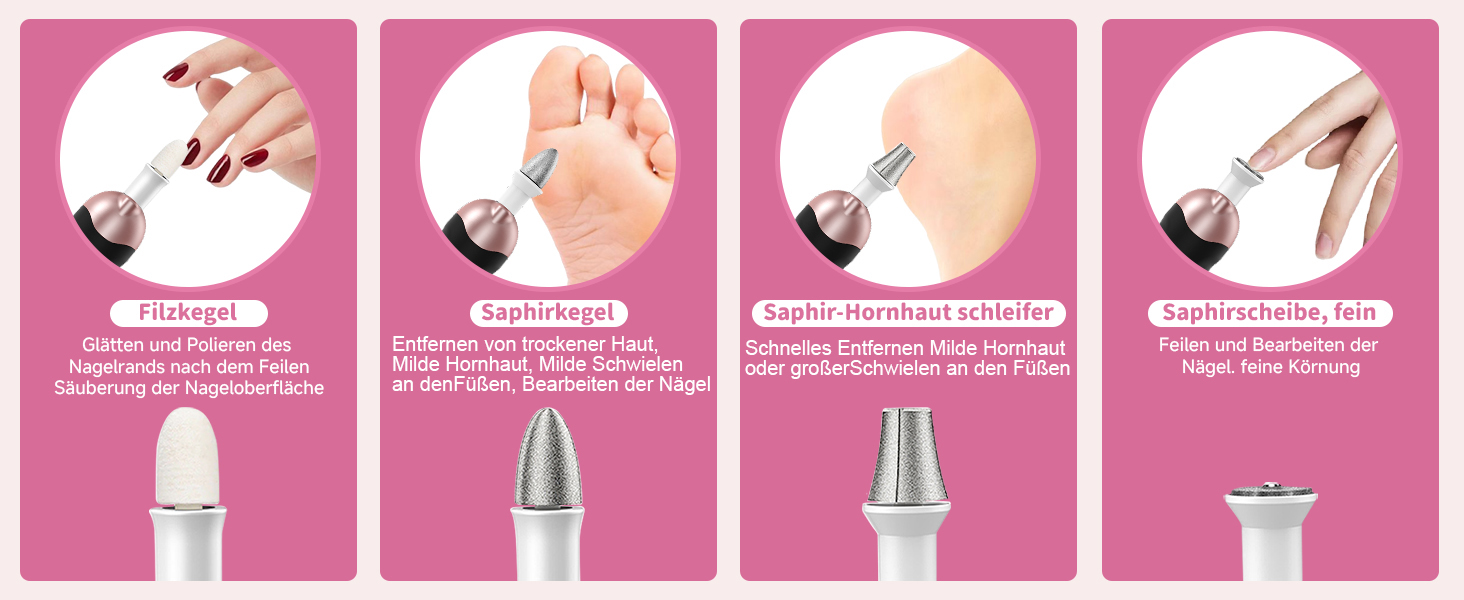 Електричний набір для манікюру та педикюру з LED-підсвічуванням: пилка для нігтів, 10 насадок