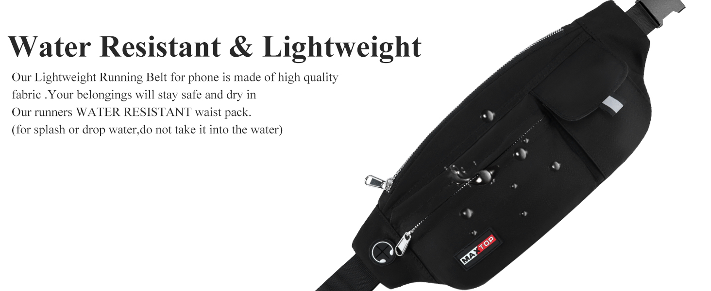 Чоловіча/Жіноча поясна сумка Maxtop Bauchtasche - водонепроникна, для подорожей, фітнесу, бігу, тренувань (чорна)