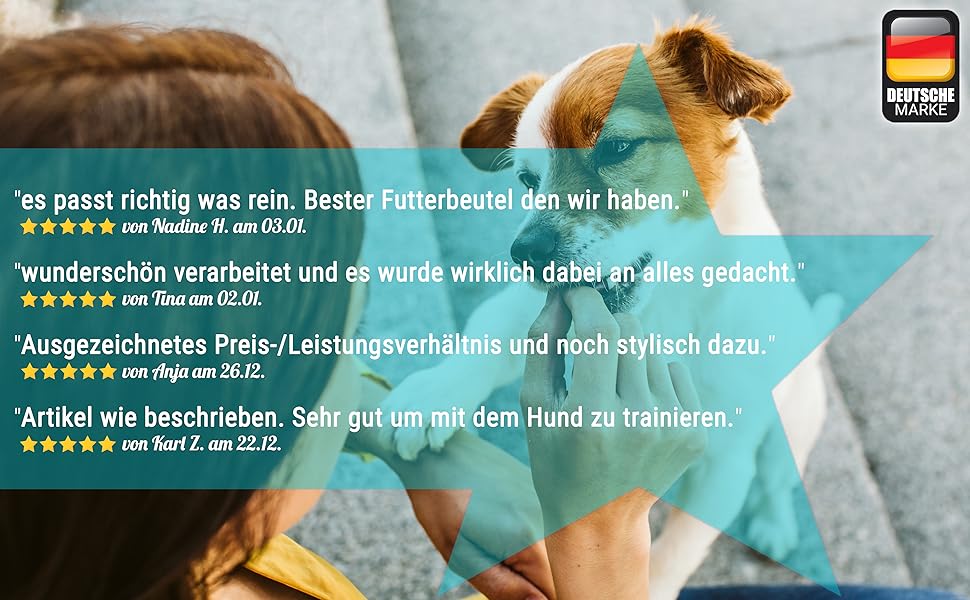 Преміум сумка для ласощів для собак HUND IST KÖNIG - універсальна, містка, з дозатором для відходів та Ebook для дресирування (Чорний, 16 x 18 x 6 см)
