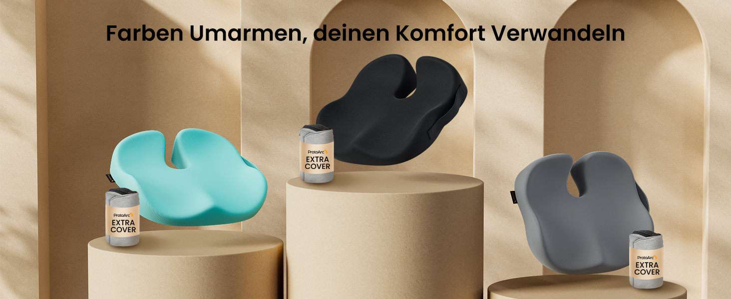 Крісло-подушка ProtoArc для офіса та авто, X-Large, з пам'яті ефектом, чорний, ергономічна підтримка спини