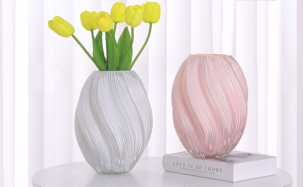 Скляна ваза для квітів Glas Blume, 24 см, сучасний мінімалістичний дизайн, ручної роботи, для дому, офісу, подарунок на весілля/новосілля (біла)