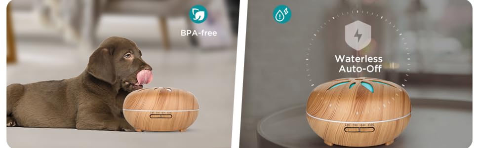 Дифузор ароматерапії GeeRic 550 мл з таймером, ультразвуковий зволожувач повітря, 7 кольорів LED, дерев'яний корпус