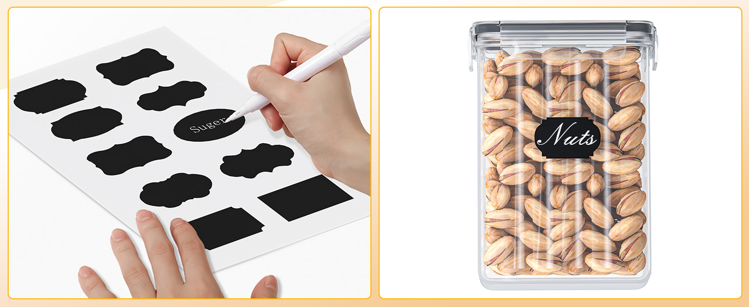 Набір контейнерів для зберігання продуктів 24 шт. – герметичні бокси з кришкою, органайзер для кухні, для борошна, цукру, мюслі та ін., з етикетками та маркером, для кухні та холодильника, 33,6 л