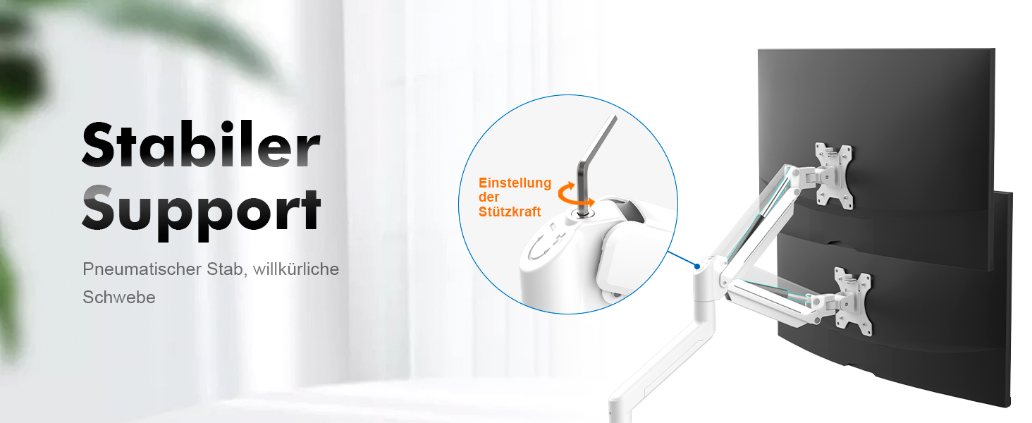 Кріплення для монітора GRIFEMA, 13-32 дюйми, регульоване, поворотне, до 9 кг, VESA 75x75/100x100, білий