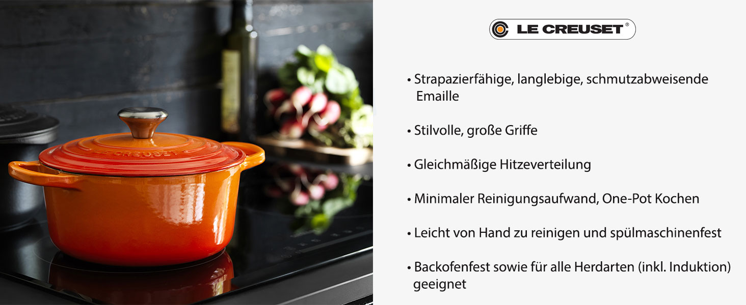 Чавунна балтійська каструля Le Creuset 24 см, 2,7 л, червона, для індукції та духовки