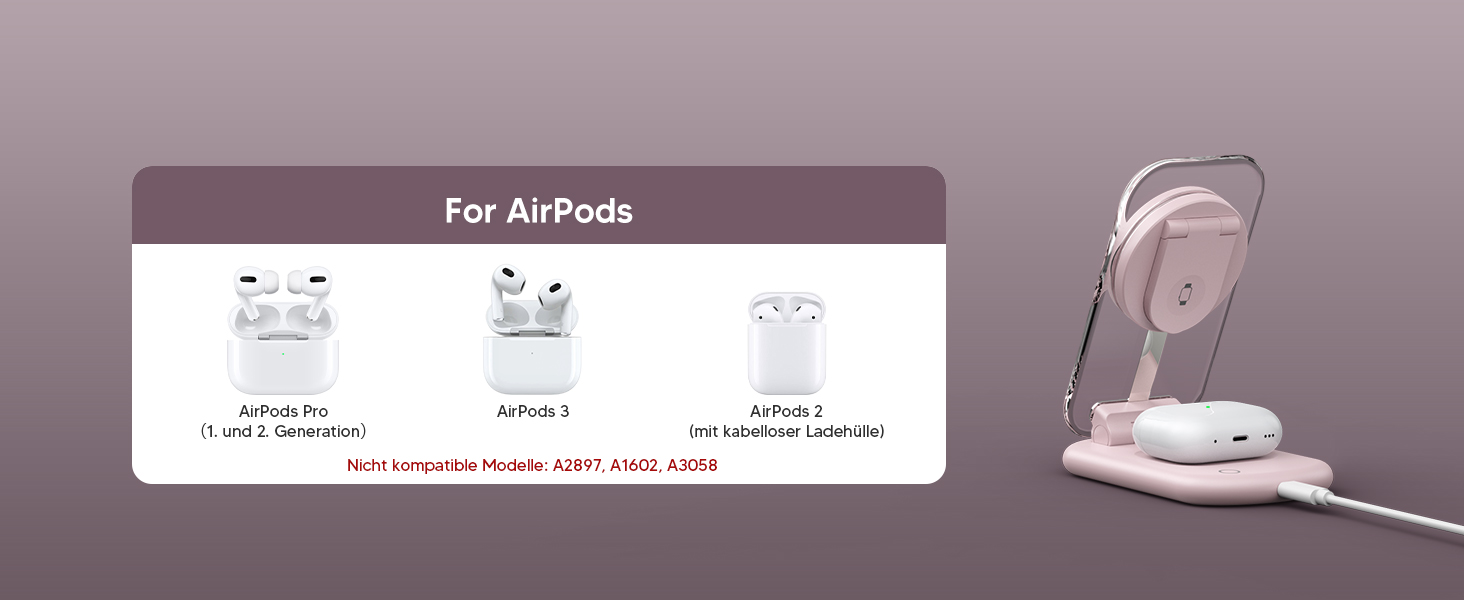 Зарядний пристрій MagSafe 3-в-1 для iPhone та Apple Watch/AirPods (Рожевий)