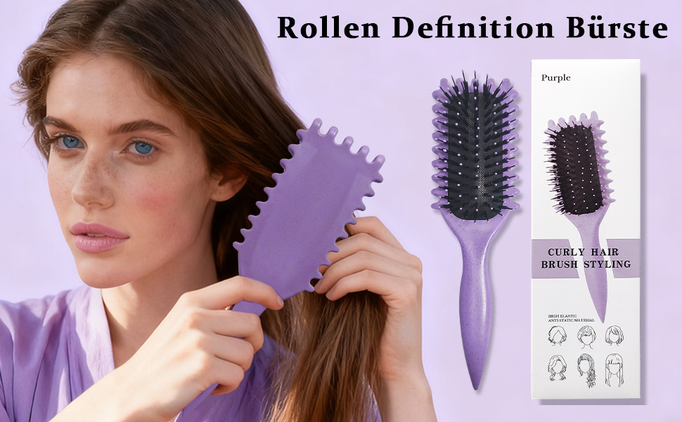 Браш для створення локонів Lockenbürste, фіксуюча щітка для укладки волосся, розпушувач для жінок (фіолетовий)