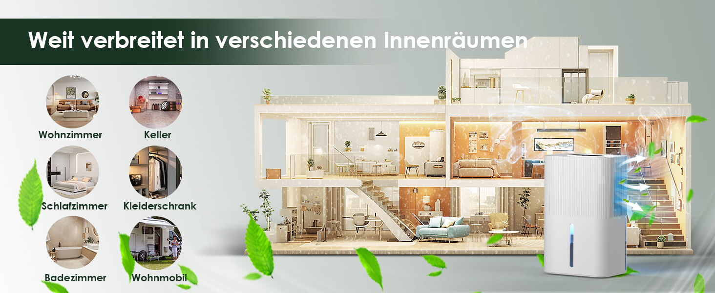 Електричний осушувач повітря 2700 мл з нічним світлом, таймером та автоматичним вимкненням - для дому, ванної кімнати, підвалу