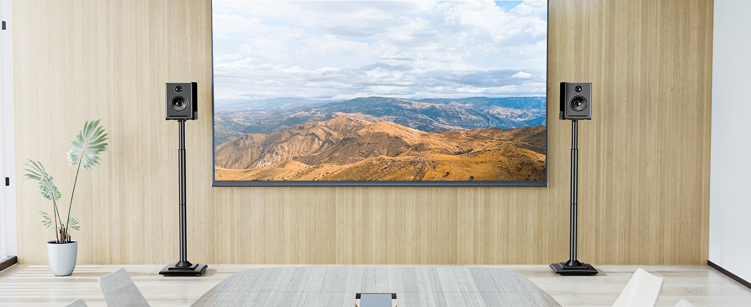 Підставка для колонок ELIVED, регульована висота, з висувною платформою та внутрішнім каналом для кабелів, 5 кг, 1 шт.