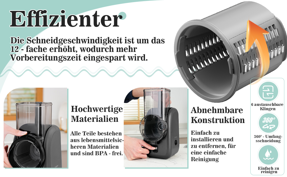 Електричний набір для нарізки овочів та фруктів 6-в-1: терка, шинковка, нарізка для овочів, фруктів, сиру та горіхів. Білий та зелений колір