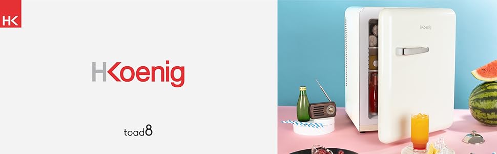 Міні-холодильник H.Koenig Mini Bar Vintage 31L - компактний, для їжі, напоїв, косметики, регульована температура, кремовий