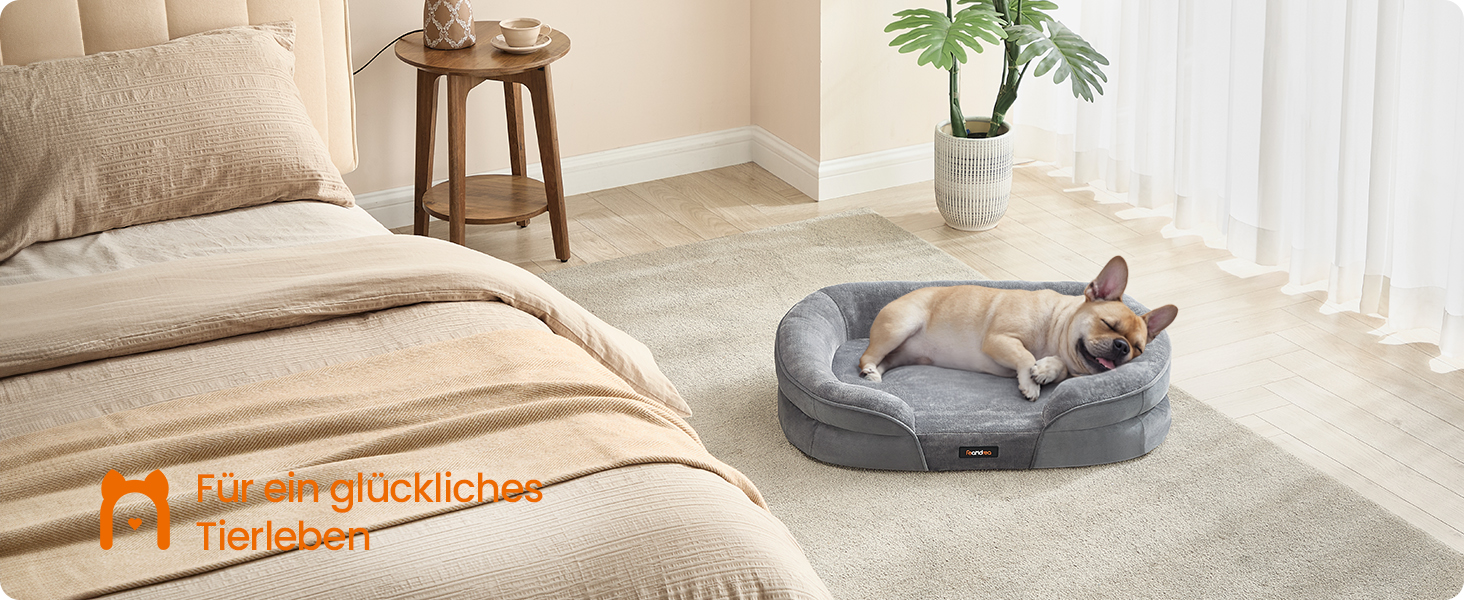 Ліжко для собак Feandrea, ортопедичне, велике, 106x76x18 см, водовідштовхуюче, знімний чохол, сіре. Розмір M (76x51x18 см)