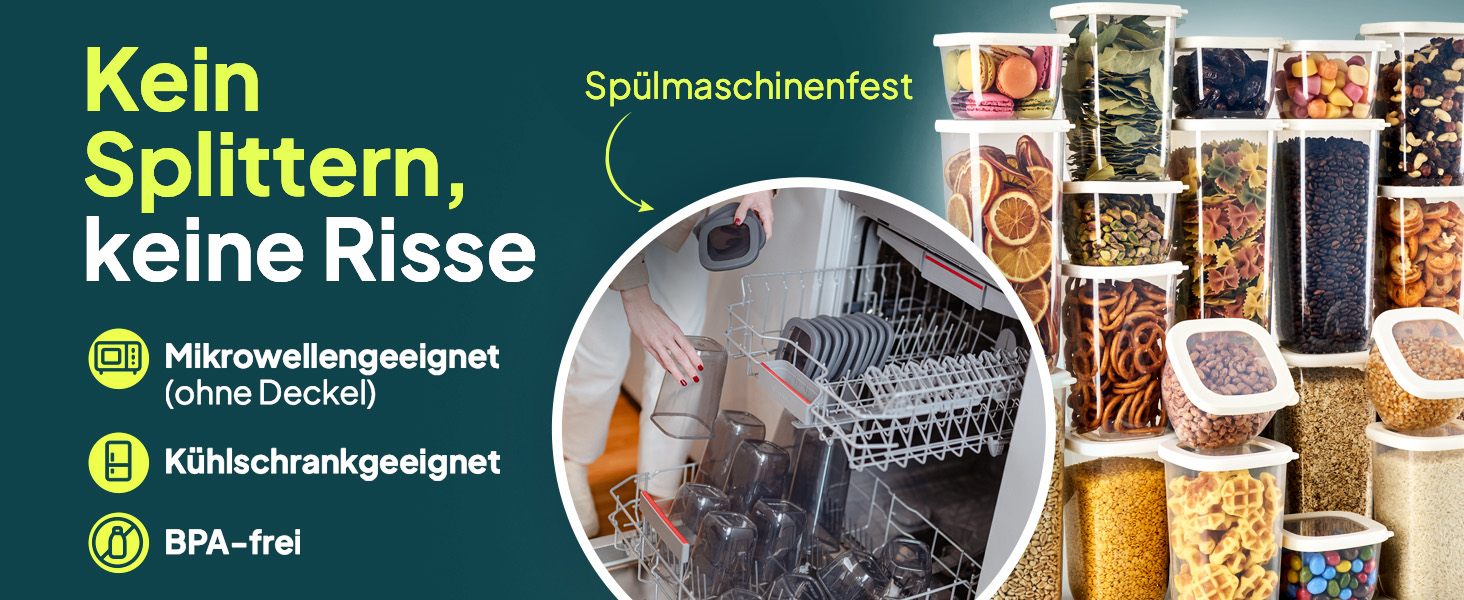 Контейнери для зберігання Uandu з кришкою, герметичні - набір 12 шт. | Організація кухні, зберігання продуктів | Без BPA | Кухонні контейнери для сухих продуктів (18 Mix-сірий)