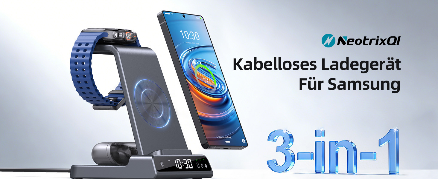 Бездротовий зарядний пристрій для Samsung Galaxy S25 Ultra, S24, Z Fold 6, Z Flip 6, Watch Ultra/8/7/6, Buds - чорний