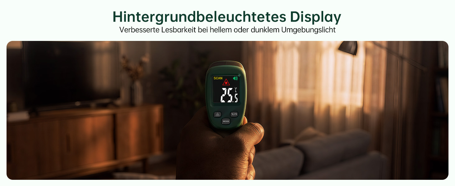 Інфрачервоний термометр ERICKHILL -50℃~800℃: безконтактний лазерний вимірювач температури з LCD-дисплеєм, регульована емісійність. Підходить для приготування їжі, грилю, заморожування, промисловості.