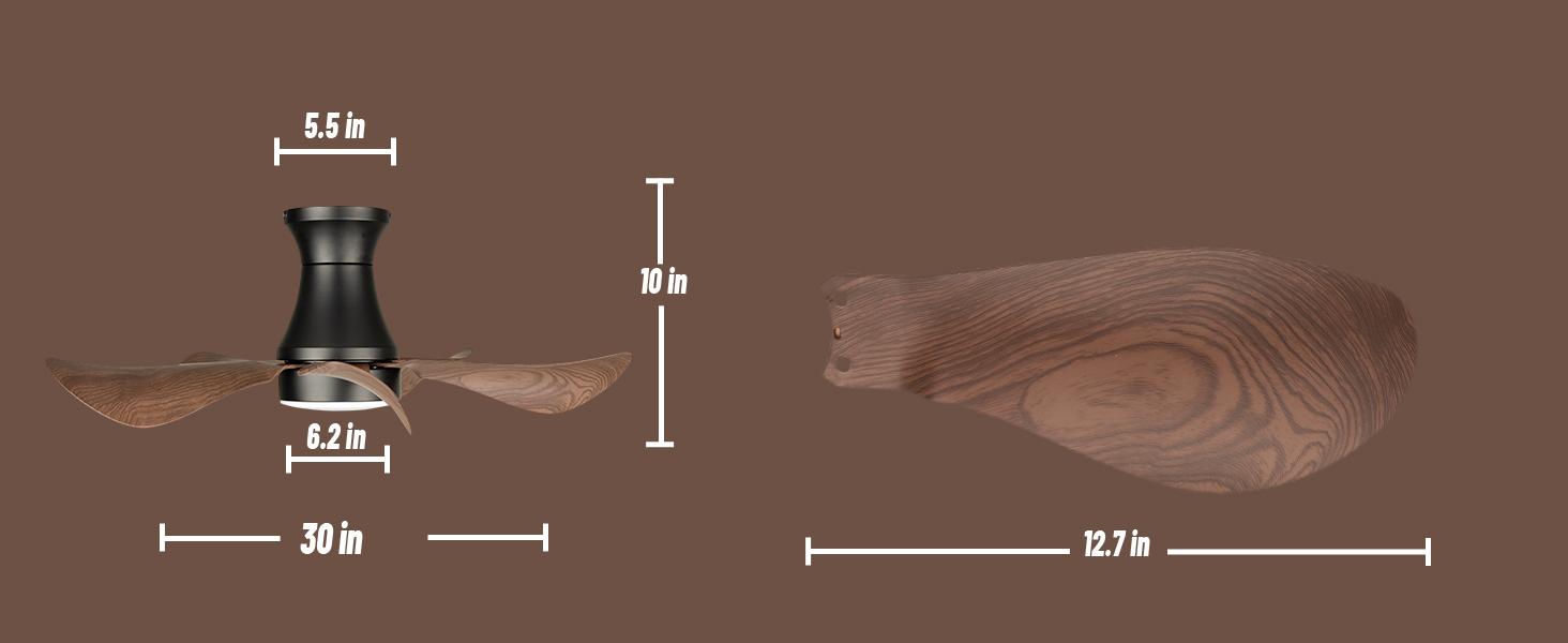 Стеляний вентилятор з підсвіткою для спальні: 76 см, тихий вентилятор з пультом дистанційного керування для вітальні, реверсивний DC-двигун, імітація натурального дерева, 5 лопатей, таймер, VV, шпон дерева