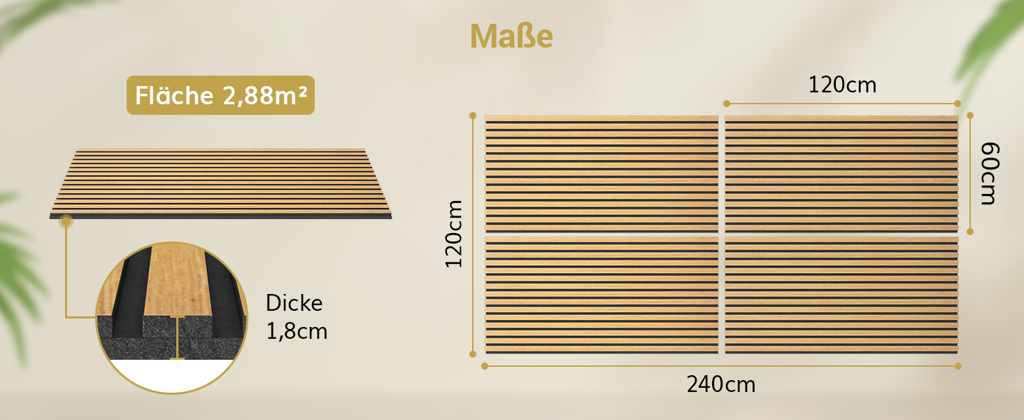 Акустичні панелі TONOR самоклеючі для звукоізоляції, 120x60x1.9 см, шумопоглинаючі панелі для студії, офісу та дому, колір Тик (набір 4 шт)