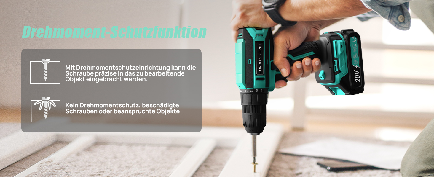 Акумуляторний шурупокрут-дрель 20V з 56 шт. насадок, 42Nm, LED-підсвічування, для дому та ремонту