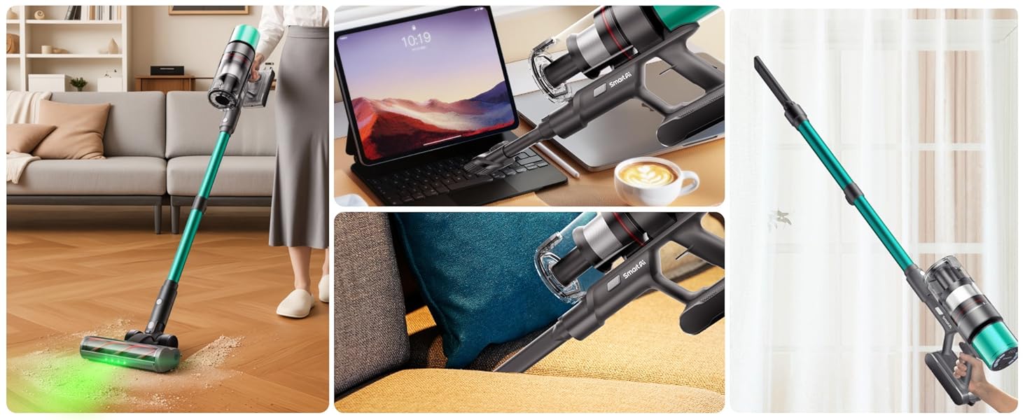 Бездротовий акумуляторний пилосос SmartAI V5 з автоматичним режимом, 55Kpa, 600W, 80 хвилин роботи, для килимів, шерсті тварин та твердих поверхонь