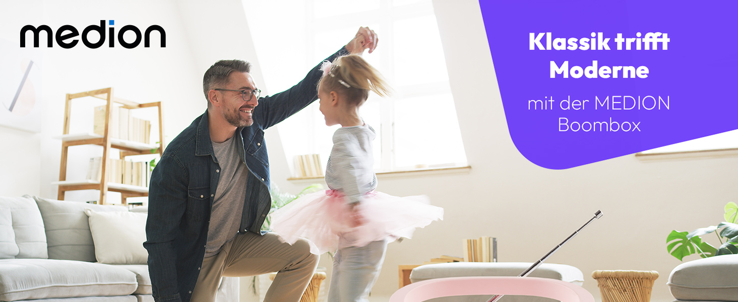 MEDION DRX-1 Plus Boombox: Портативна радіосистема з DAB+, Bluetooth, CD-плеєром, MP3, касетним провідником, AUX, акумулятором та мережевим живленням, зелений/рожевий колір