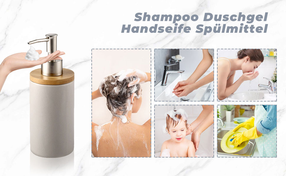 Дозатор для мила з кераміки, 500 мл, з металевим насосом, 2 шт. (сірий)