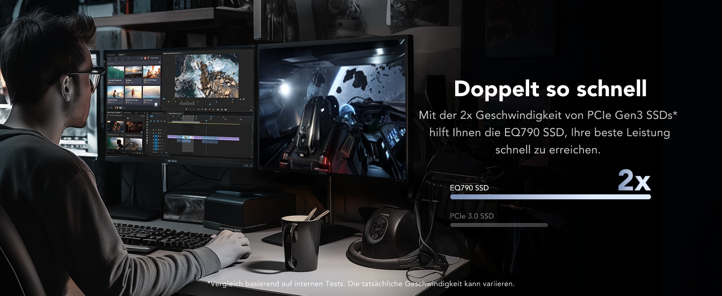 Lexar EQ790 2TB SSD M.2 PCIe Gen4x4 NVMe 1.4 - Внутрішній SSD для PS5 та ПК, 7000 МБ/с (читання), 5000 МБ/с (запис)