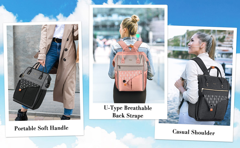 Жіночий рюкзак для ноутбука 15.6 дюймів, шкільний/робочий рюкзак з USB-портом, для подорожей, кемпінгу, навчання, зелений