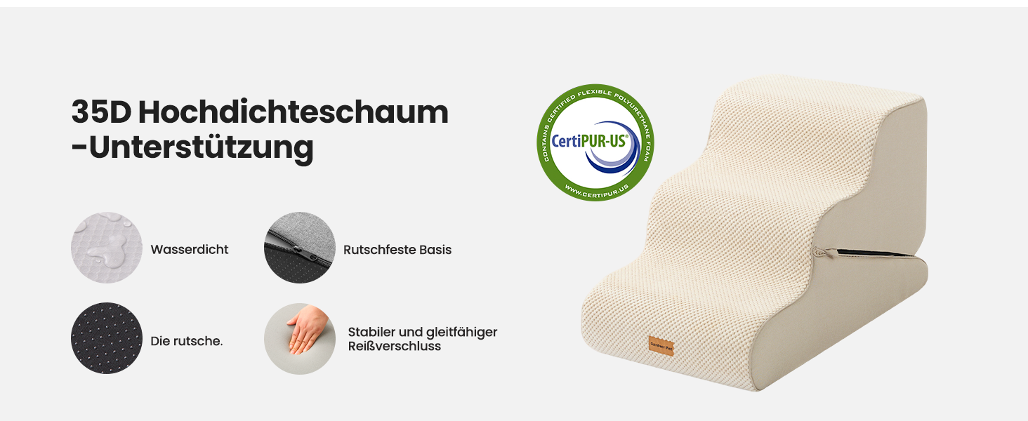 Сходинки для собак Gardner Pet - 3 сходинки, 35/42 см, з водонепроникним покриттям, для маленьких собак, з високощільних матеріалів