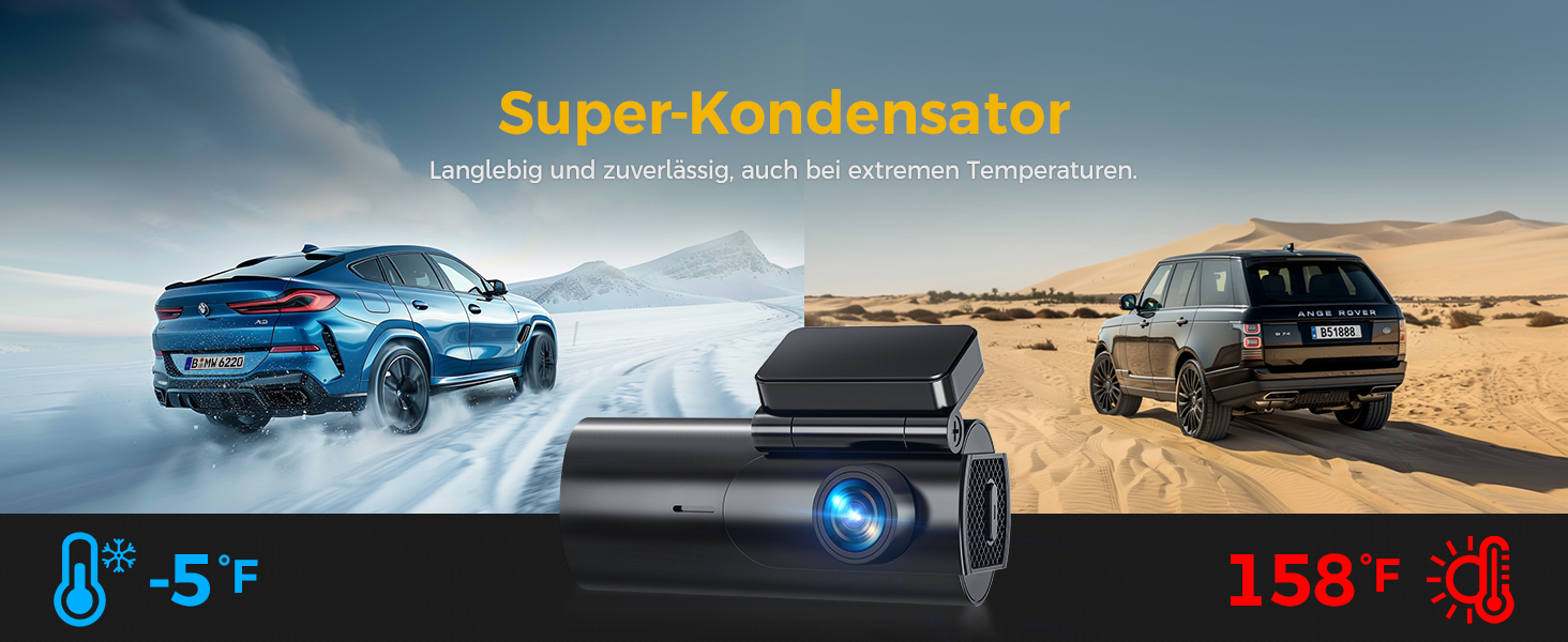 Відеореєстратор GKU Dashcam Auto: 4K+1080P, WiFi 2.4/5GHz, SD 64GB, Паркувальний режим, Нічне бачення, WDR, 170° Кут огляду, G-сенсор, Циклічна запис, Керування через APP, Чорний