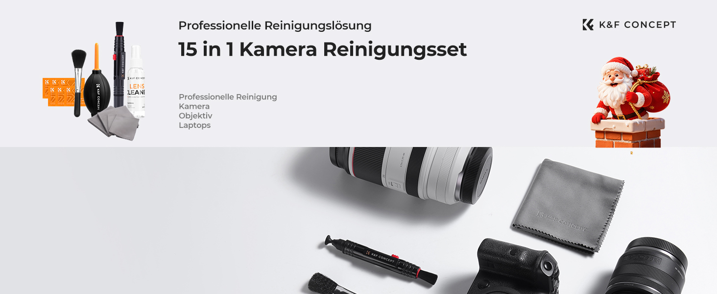 Набір для чищення DSLR-камер та чутливої електроніки K&F Concept 15-в-1: об'єктив, фільтри, смартфони