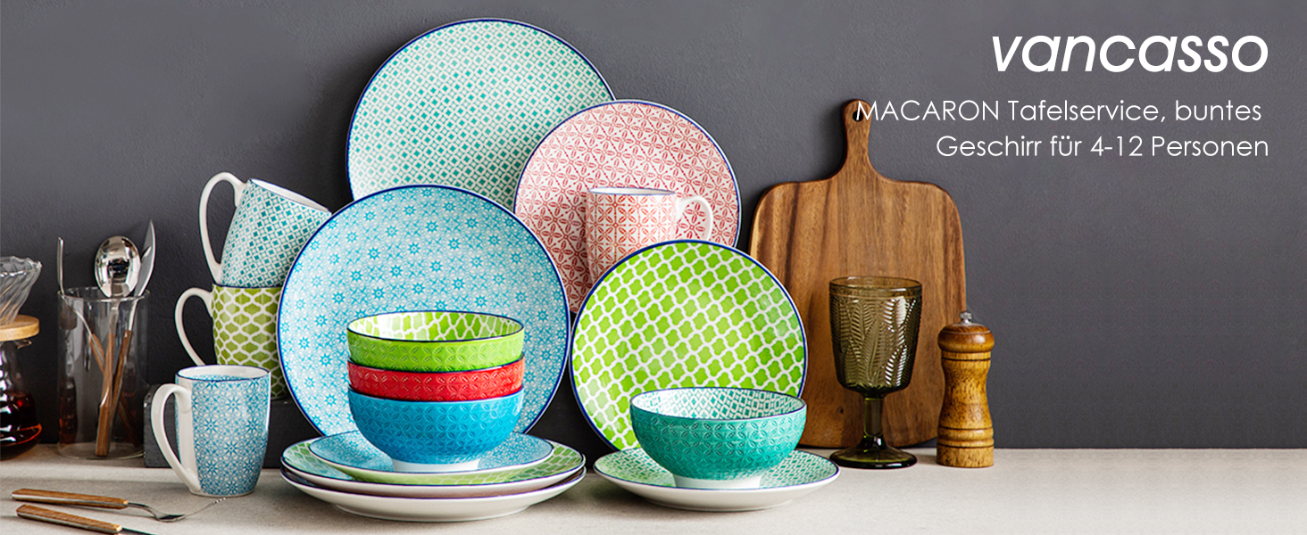 Набір тарілок Vancasso Macaroon (8 шт.): супові та глибокі, порцеляна, Ø 21.5 см, 600 мл