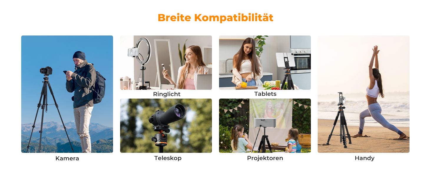 Штатив K&F Concept S255A3+BH-36, 190 см: для камер Canon, Nikon, Sony, смартфонів, відеокамер. Алюмінієвий штатив для фото- та відеозйомки