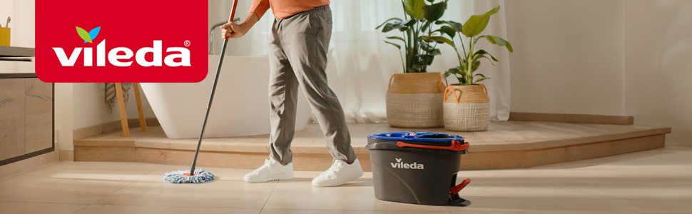 Vileda RinseClean Spin Mop System: мікрофібровий моп з відром, система віджиму, легке миття підлоги