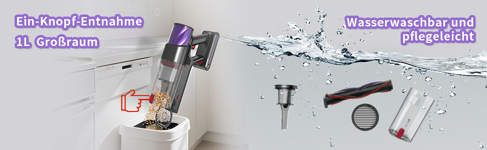 Бездротовий акумуляторний пилосос 550W, потужність 50Kpa, без мішка, з сенсорним екраном, антинамотування, для килимів, твердих поверхонь, авто