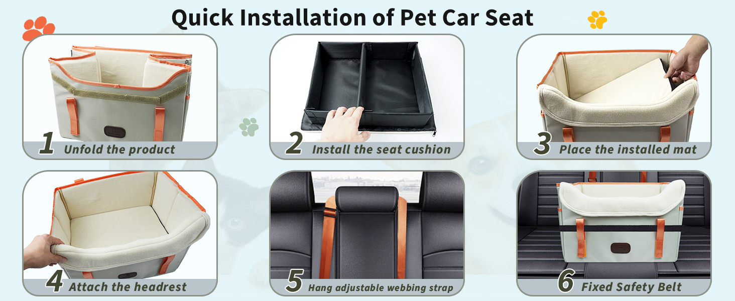 Автокрісло для собак Threedokke - зручне та безпечне автокрісло для маленьких собак до 6 кг (Khaki)