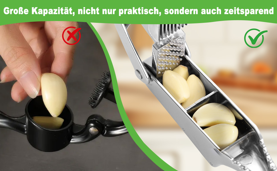 Пресу для часнику з нержавіючої сталі 2-в-1, з подрібнювачем та щіткою для чищення, придатна для миття в посудомийній машині