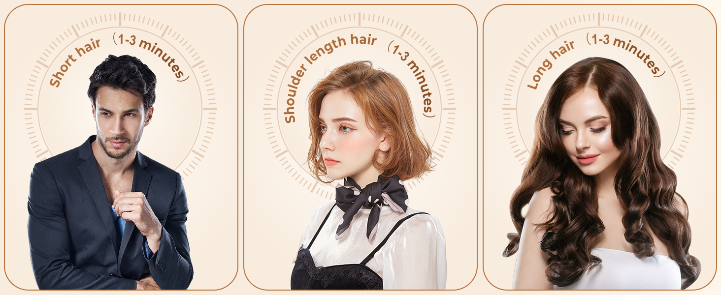 Набір для укладки волосся 6 в 1: фен-щітка, плойка, випрямляч, термощітка, фен, для всіх типів волосся (Чорний)